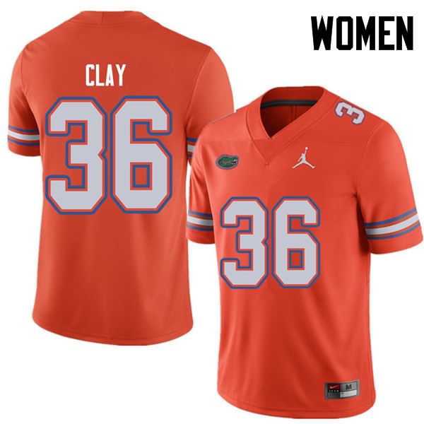 Women's NCAA Florida Gators Robert Clay #36 Stitched Authentic Jordan Brand Orange College Football Jersey PCJ2565CU